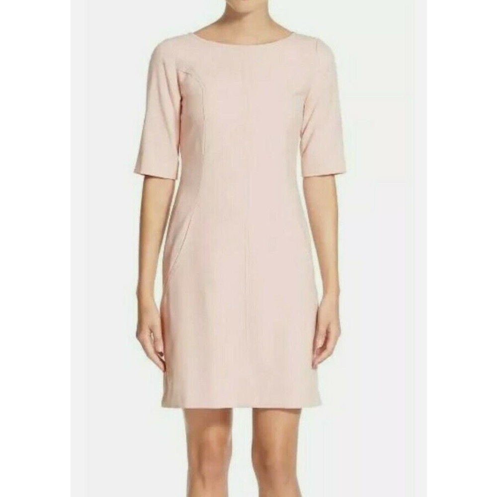TAHARI Women's A-Line Dress Blush Pink Sz 6, Exposed Zipper, Front Pocke…